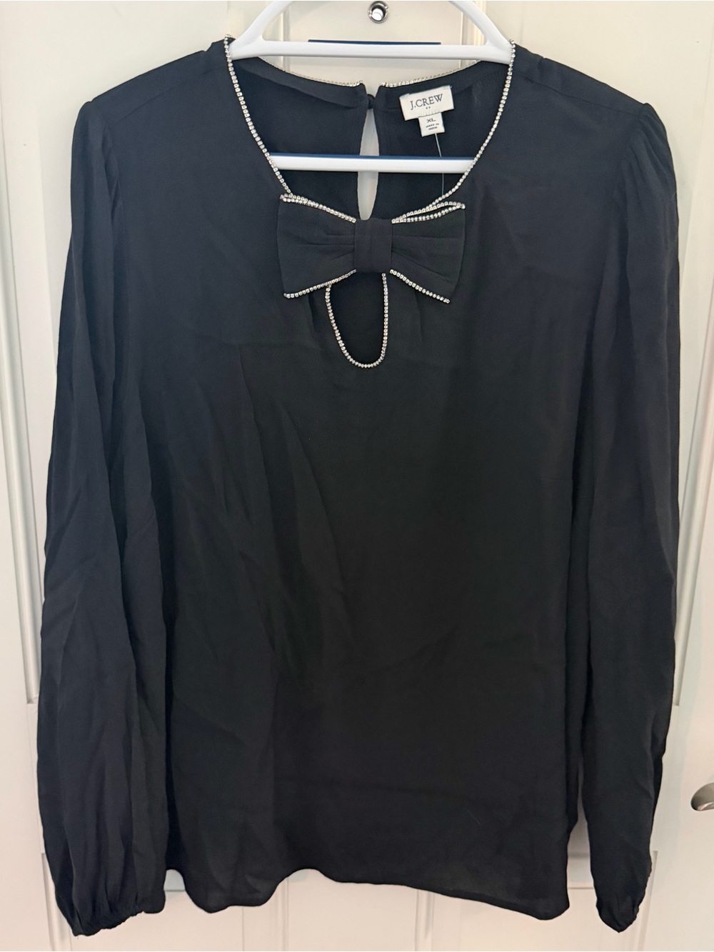 J.Crew Factory Blouse XL | NWT Black Rhinestone Bow